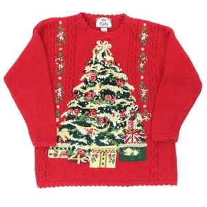 Vintage Tiara Chunky Ugly Christmas Sweater Tree
